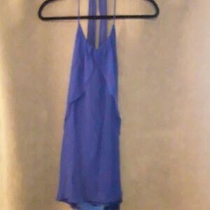 100%  silk beautiful bright blue mini dress